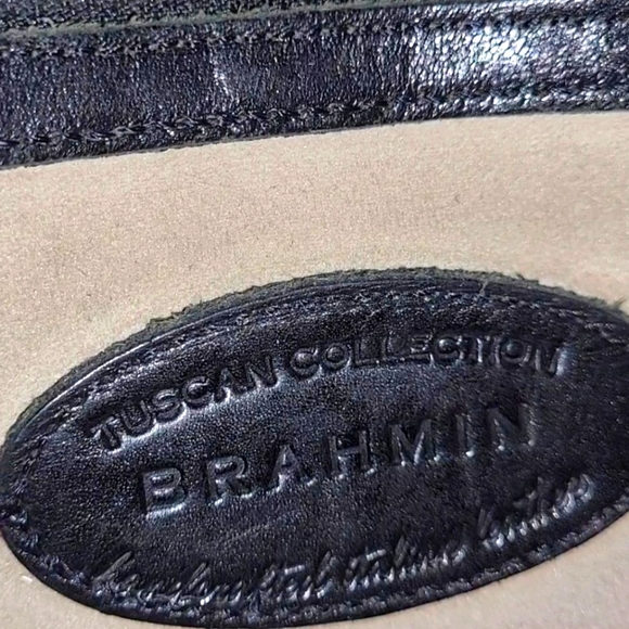 BRAHMIN black & brown leather shoulder bag In Great Condition CROC PATTERN - Picture 3 of 7